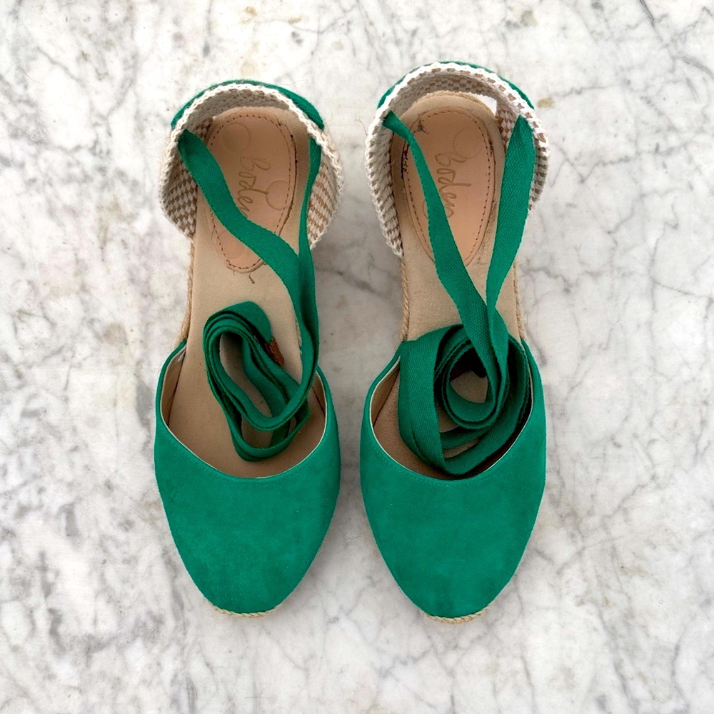 Boden Green Espadrille Wedges - Women’s Size 6 - EUC